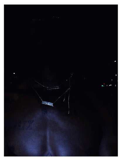 Cinga Samson Handmade Custom Nameplate Jewelry Sterling silver beautiful black boy eternal series necklaces by ambie stapleton art collector custom luxury jewelry collection gifts 